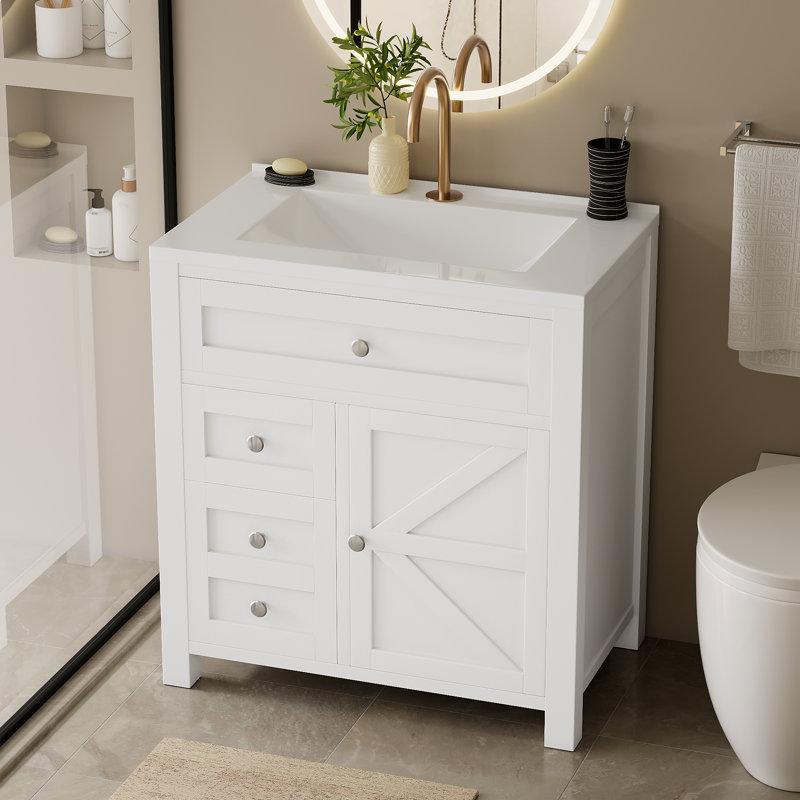 Meuble-lavabo 30 po avec lavabo simple, Blanc