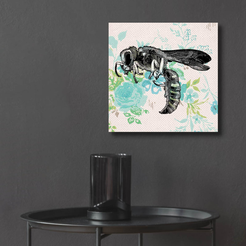 «Bee Papier peint carré» par Dean Russo, art mural en verre acrylique, H 12 po x l 12 po x P 0,13 po