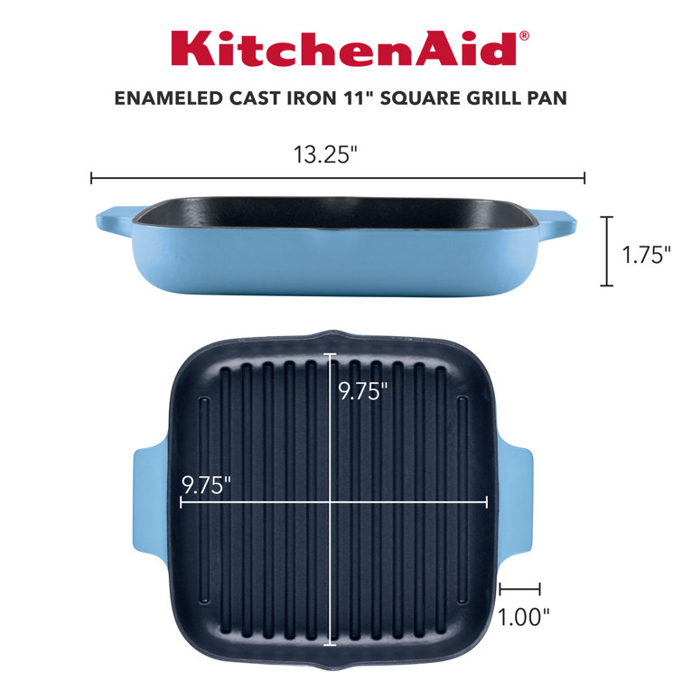 KitchenAid 9.21 in. Non Stick Stainless Steel Round Grill Pan