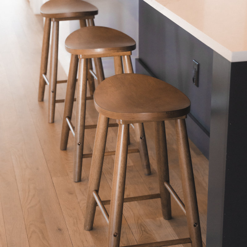 Maven Lane Luna Backless Wooden Kitchen Stool, Rustic Natural, Counter Stool (26" Seat Height), Single