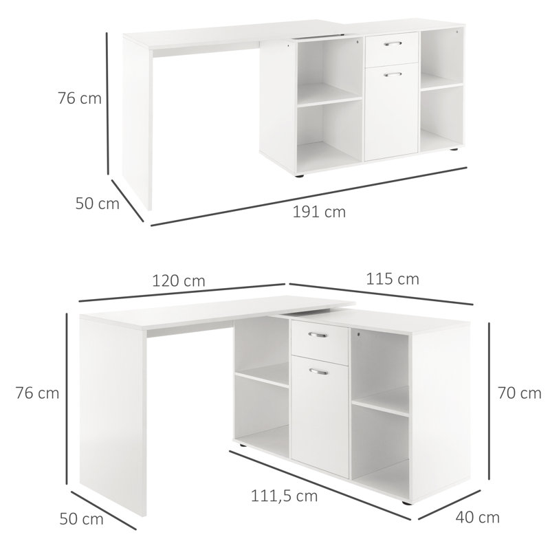 Syed L-Shape Desk, White