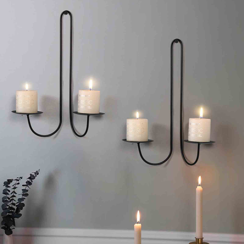 Bougeoirs muraux en métal Bougeoirs muraux modernes Bougeoirs muraux suspendus pour le salon Maison de campagne Foyer de mariage