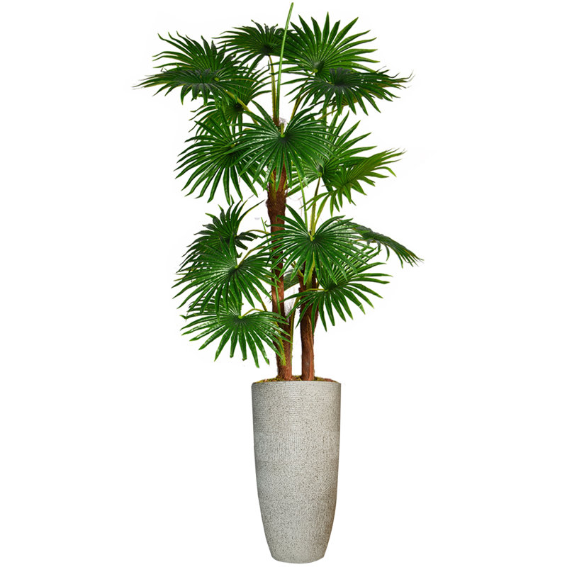 Panama Faux Palm Tree in Fiberstone Planter, 62" H x 29" W x 29" D