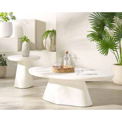 Jasbriella 2 Piece Concrete Patio Tables Set