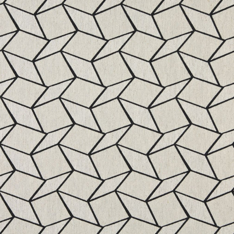 Tissu de lin géométrique, Blanc / Noir