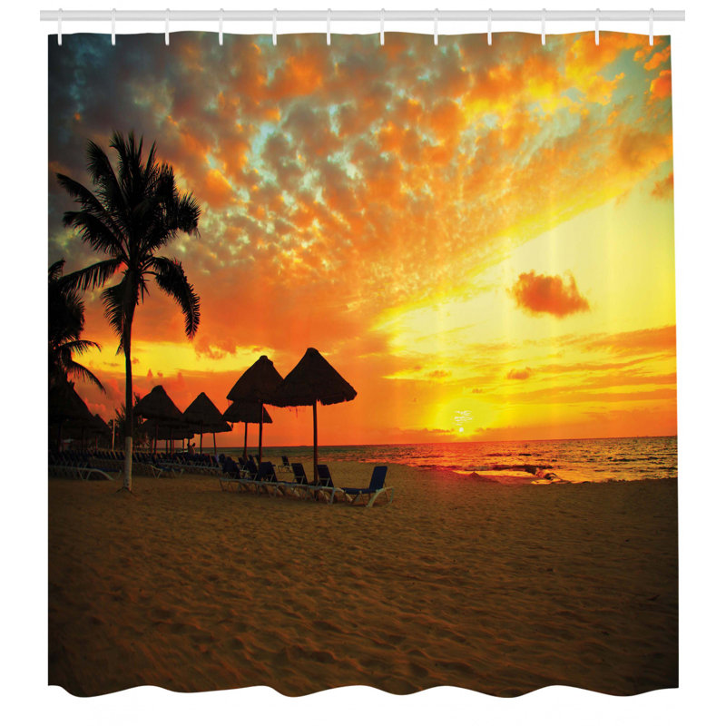 Ensemble de rideau de douche et crochets seaside, H 70 po x l 69 po