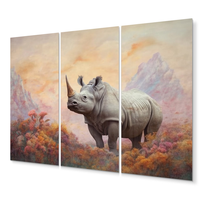 Ensemble de 3 décorations murales Rhinocéros sauvages
