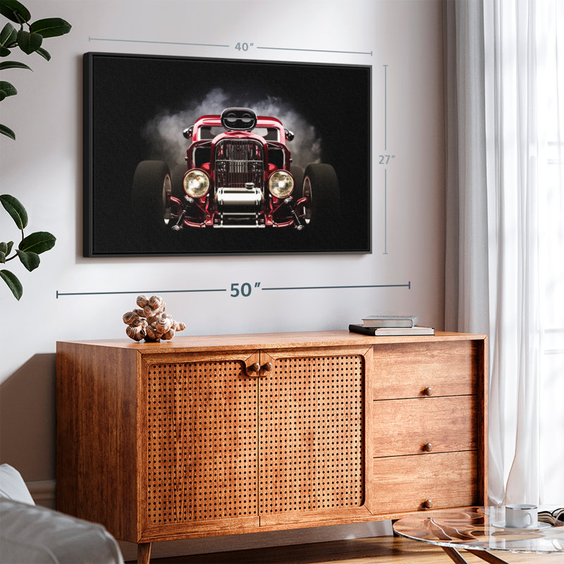 Smoking Hot Rod Canvas Print, 27" H x 40" W