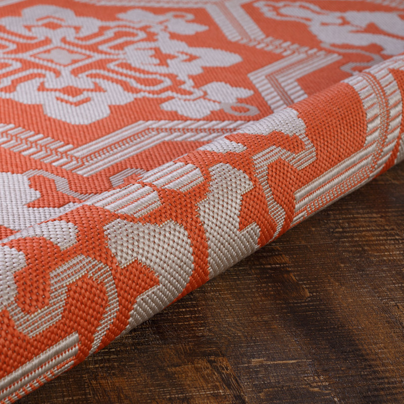 Tapis orange intérieur / extérieur Swinton, Rectangle 6 pi 5 po x 9 pi