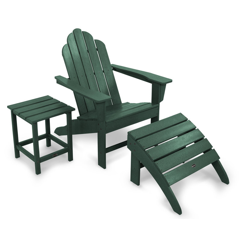 POLYWOOD Long Island Adirondack 3-Piece Set, Green