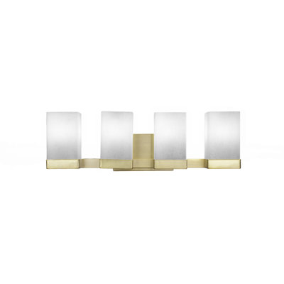 Barre d'éclairage de salle de bain 2 lumières Nouvelle finition laiton vieilli avec verre mousseline carré 4 po Nouvelle