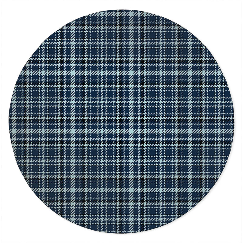 Rocky Tartan Non-Slip Outdoor Rug, Round 5'