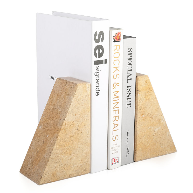 Serre-livres en marbre (ensemble de 2), H 2,54 po x l 5,93 po x P 3,98 po, Jaune foncé