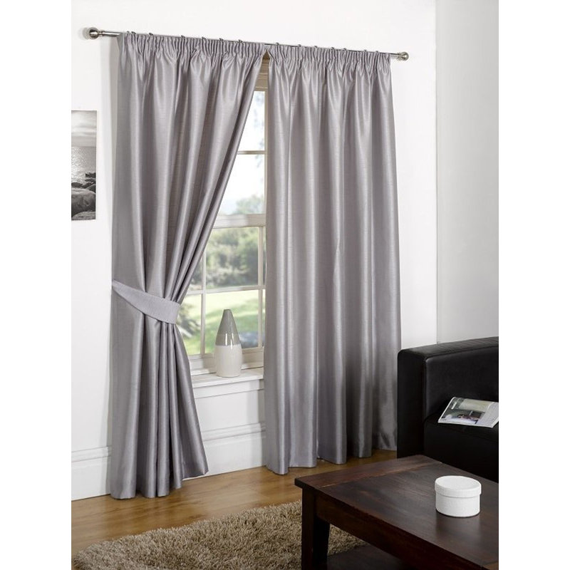 Jaqueline Semi Sheer Curtain Pair, Silver, 168 W x 183 D cm