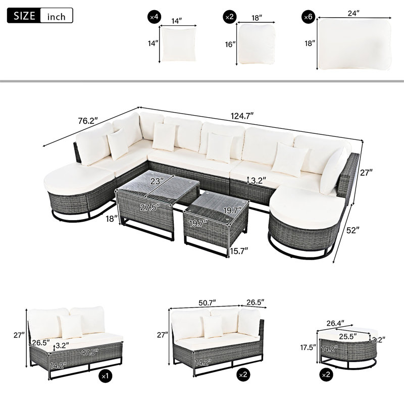 Ensemble de canapé modulaire 7 pièces, Beige