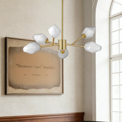 6-light  24-inch Chandelier Handcrafted Cloud-patterned Glass