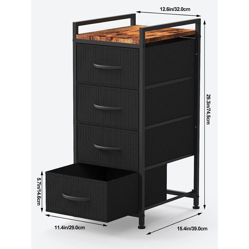 Commode 4 tiroirs Tashuna, Noir