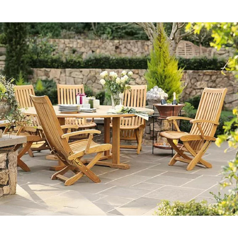 Kurtis Outdoor 5 - Piece Teak Dining Set, 6