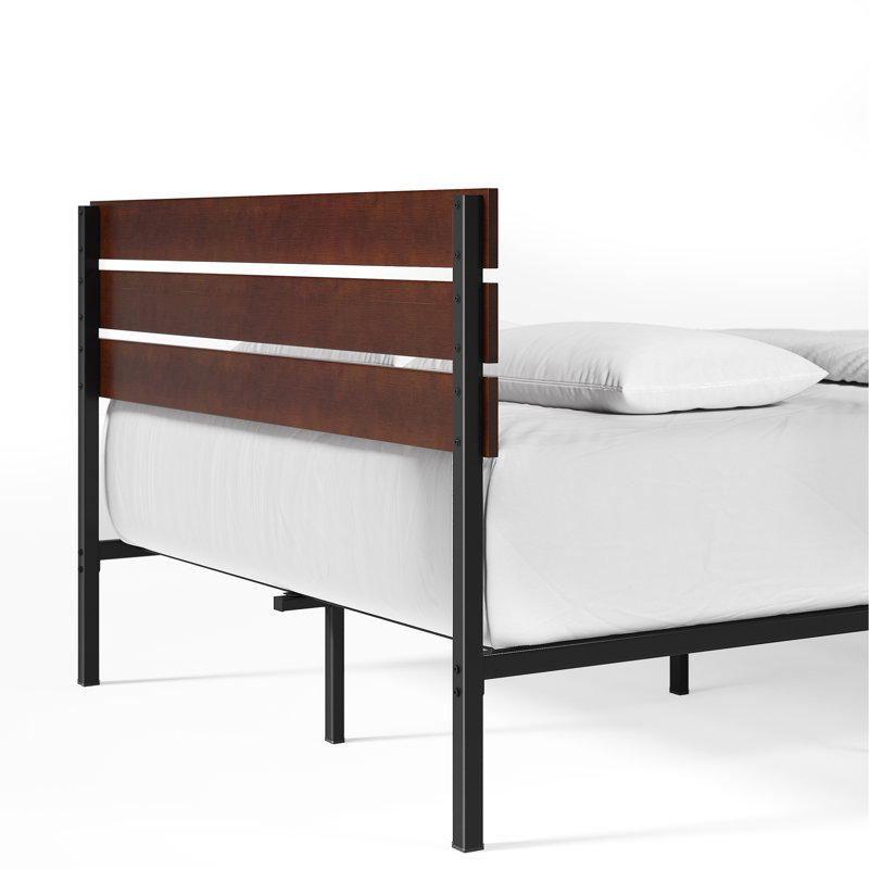 Steens Modern Metal Bed frame with Bamboo Headboard, Kingsize (5')