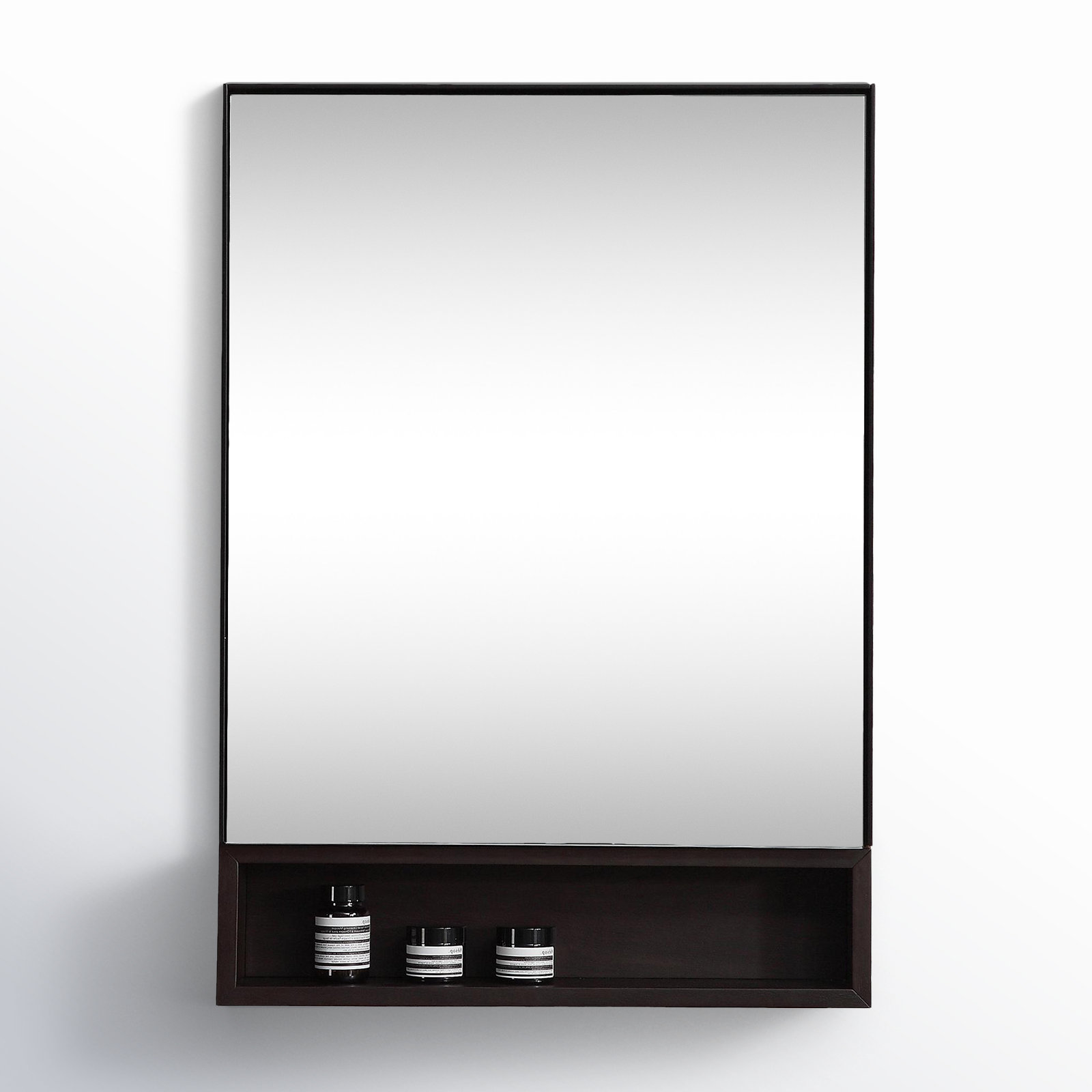 Selin Surface Medicine Cabinet, Matte Black/Dark Walnut