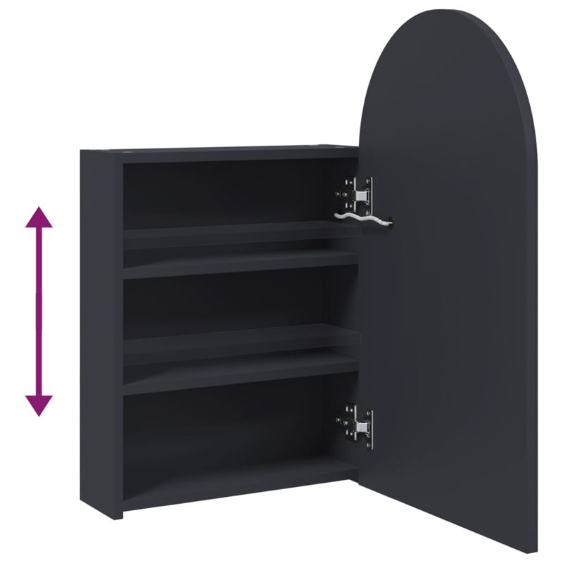 Adiza 419.86mm W 699.77mm H Wall Framed Medicine Cabinet Mirror, Arched Grey