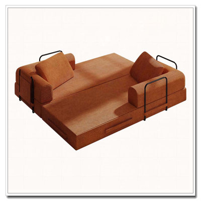 Canapé-lit convertible en velours côtelé avec coussin cylindrique Corduroy