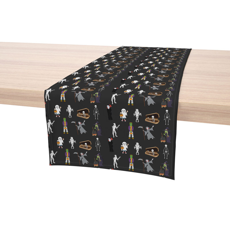 Geometric Halloween Table Runner, 72" x 12", Halloween Usual Characters