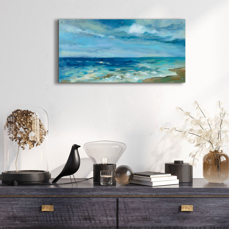 «Ocean Waves» par Silvia Vassileva, art mural en verre acrylique, H 24 po x l 48 po