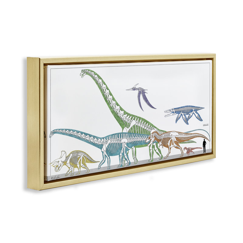  Éducative, art mural encadré sur toile flottante préhistorique par Lauren Rader, H 14 po x l 31 po