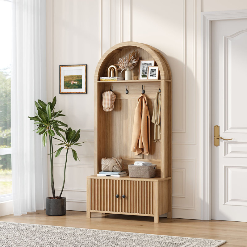 Arbre d'entrée de 31,5 po de largeur avec rangement pour chaussures, Naturel