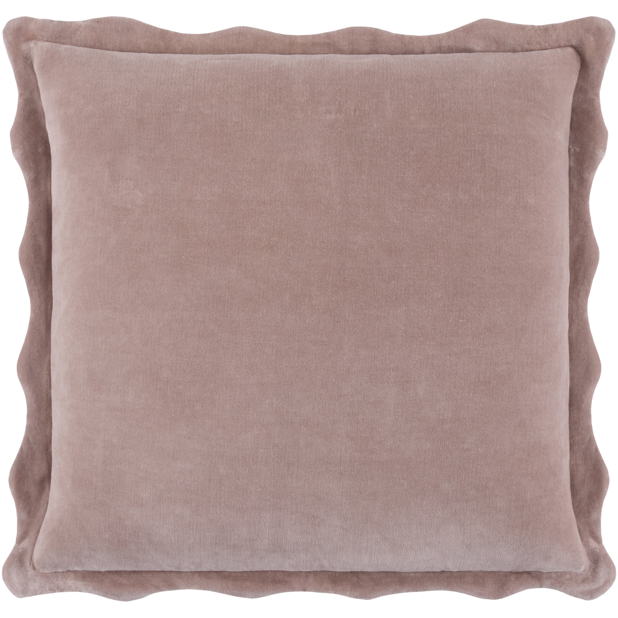Collier Scalloped Edges Cotton Throw Pillow, 20"H x 20"W, Down, Mauve