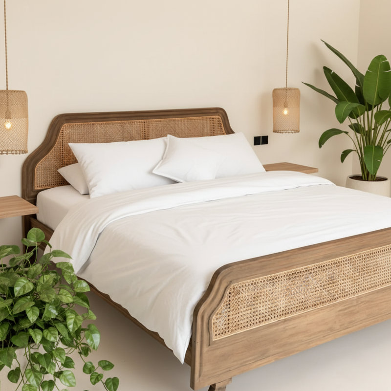 Ensemble de housse de couette en bambou 3 pièces (plusieurs tailles et couleurs), Blanc