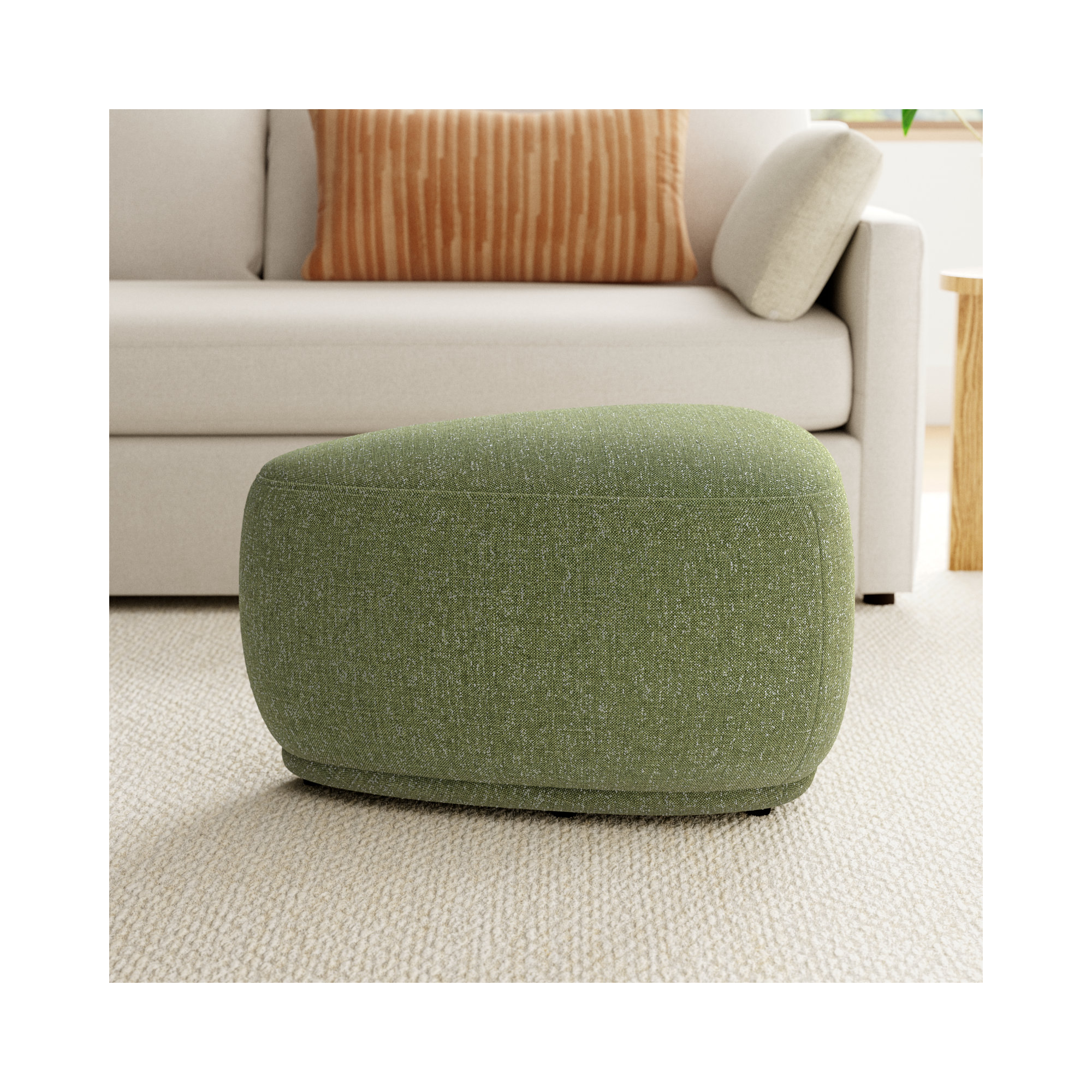 Adna 26.5'' Triangular Upholstered Ottoman, Mellow Forest Chenille