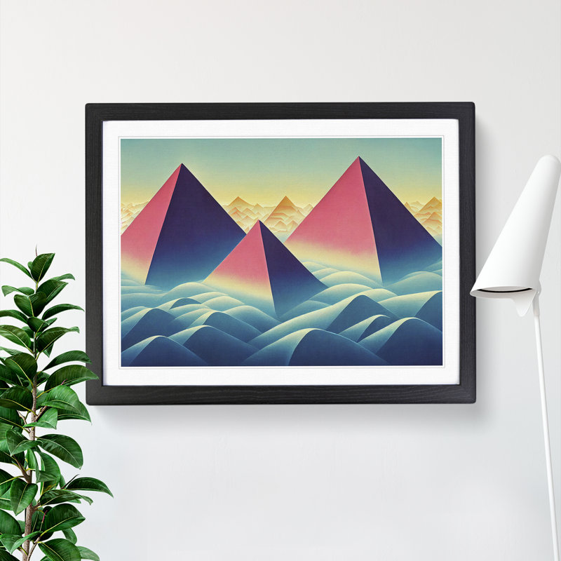 Futuristic Pyramids Abstract - Single Picture Frame Print, Black Framed, 34cm H x 46cm W x 2cm D