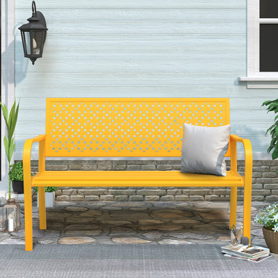 Classic Outdoor Metal Bench(Yellow)