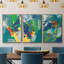 Impression tropicale encadrée sur toile 3 pièces-91886874-91886870