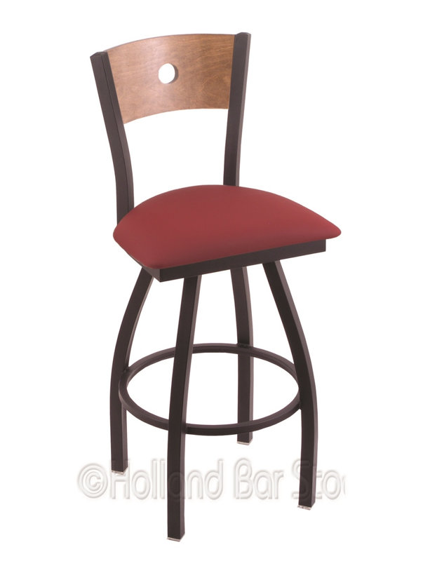 Tabouret de bar pivotant de 36" Lareau, Ride noire, Rein Adobe, Érable moyen