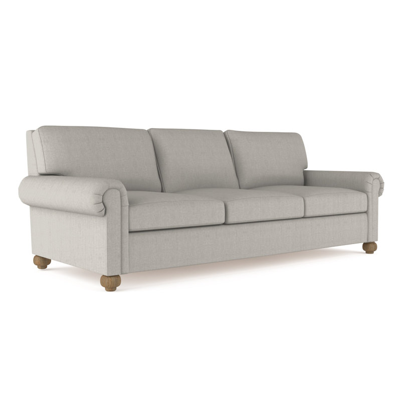 Canapé Leroy, Lin à tissage carré argenté, H 36 po x l 84 po x P 43 po, Ébène