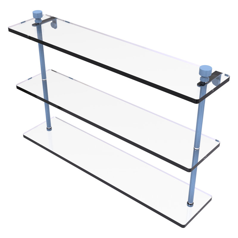 Ballenas 3 Piece Tiered Shelf, Flat Troll Blue, 15" H x 22" W x 5" D