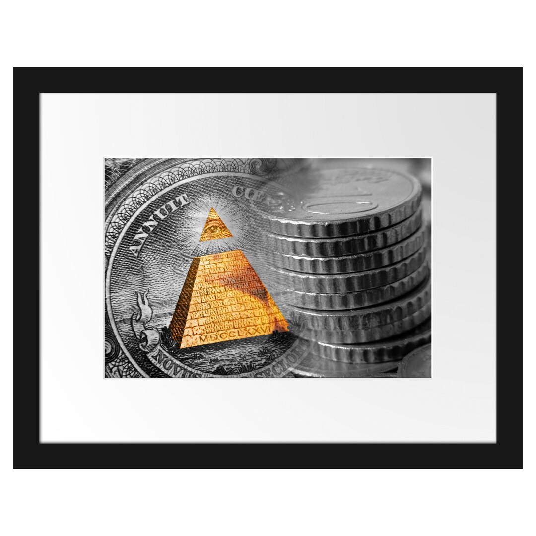 Gerahmtes Poster Illuminati Pyramide Dollar