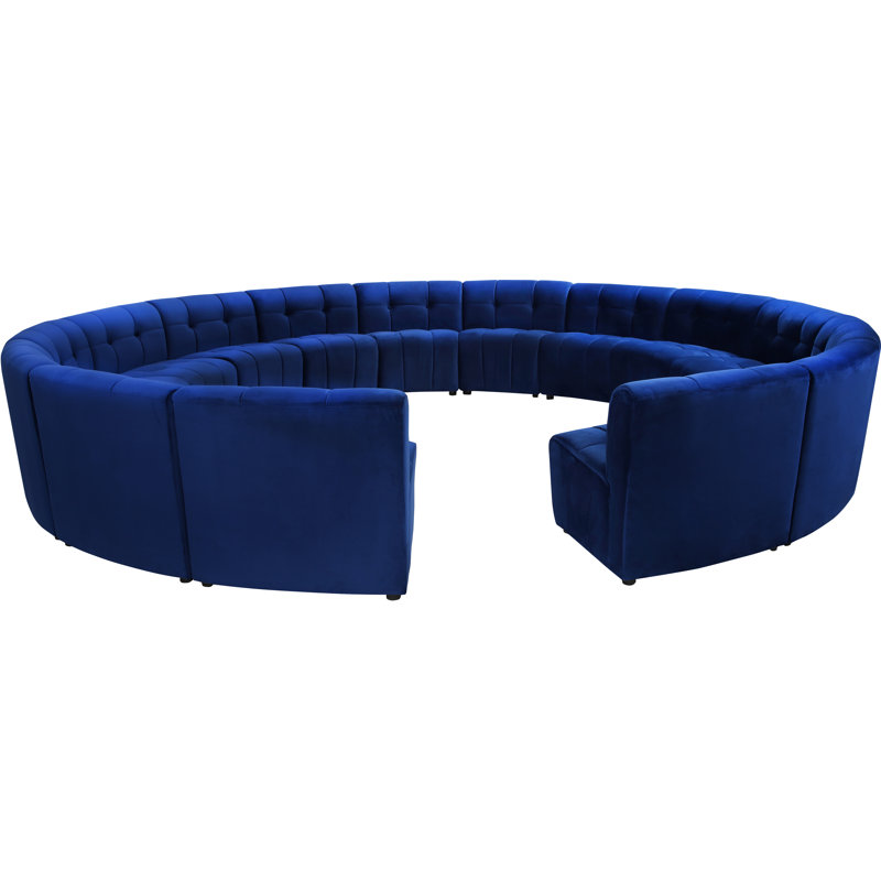 Canapé modulaire de coin symétrique en velours de 173 po de largeur Jedson, Velours marine