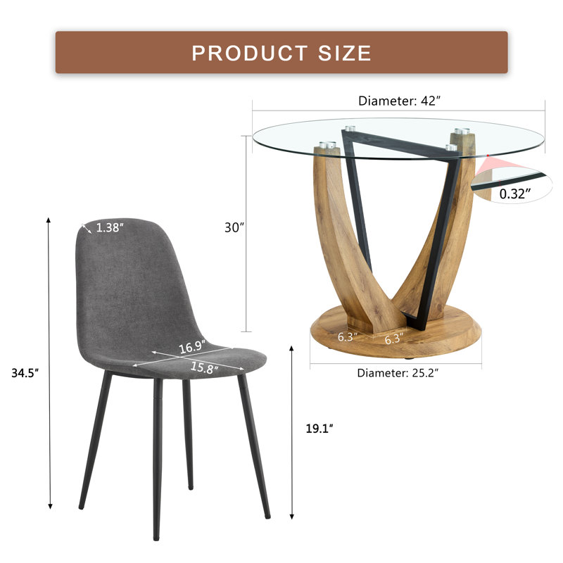 Ensemble de table ronde, Gris, 7