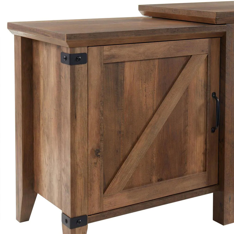 Unfinished TV Stand for TVs up to 70" with Fireplace Included, Brown