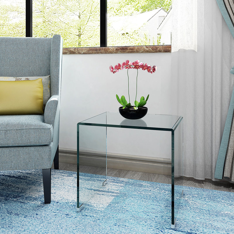 Table de bout transparente en verre trempé pour table d'appoint Whole