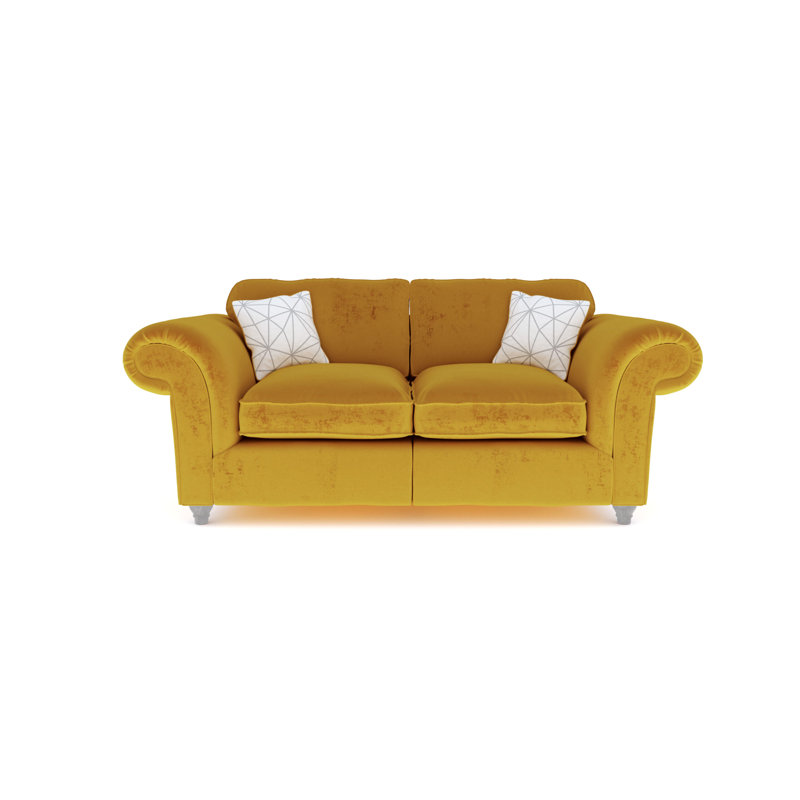 Windsor 2 Seater Velvet Sofa, Saffron, Silver