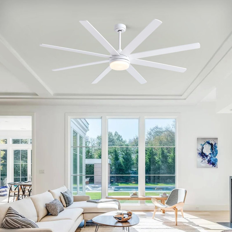 72 inch Ceiling Fan with Light and Remote Control, White