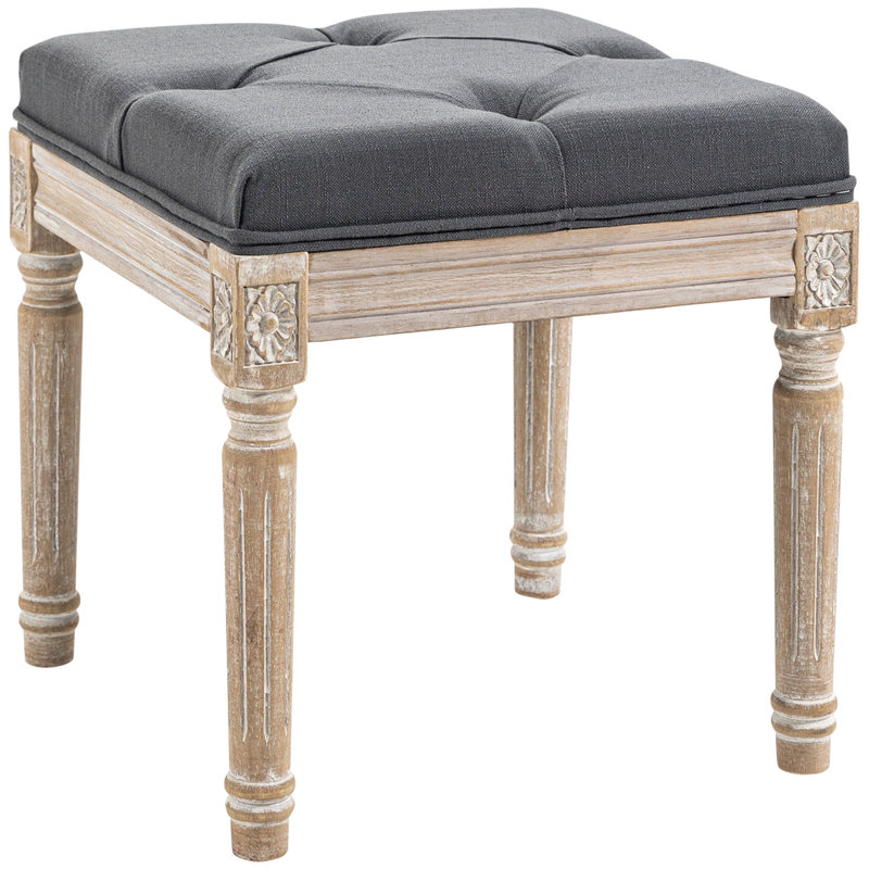 Repose-pieds carré capitonné de 15,75 po de large Caleb, Gris