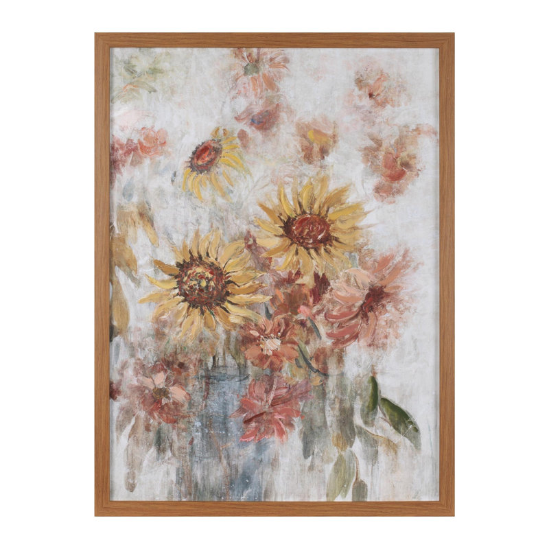 Reproduction d'art floral encadré tournesol H 24 po
