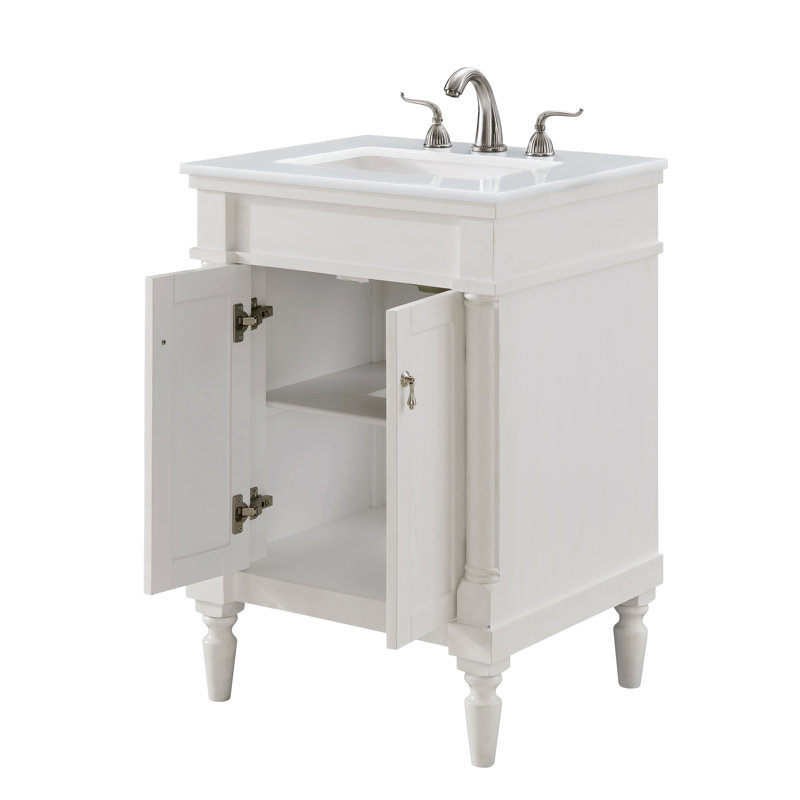 Ensemble de meuble-lavabo simple 24 po Lexington, Blanc antique, Blanc ivoire