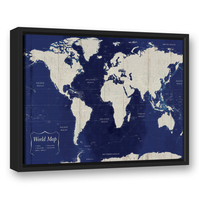 " Navy Blue World Map "